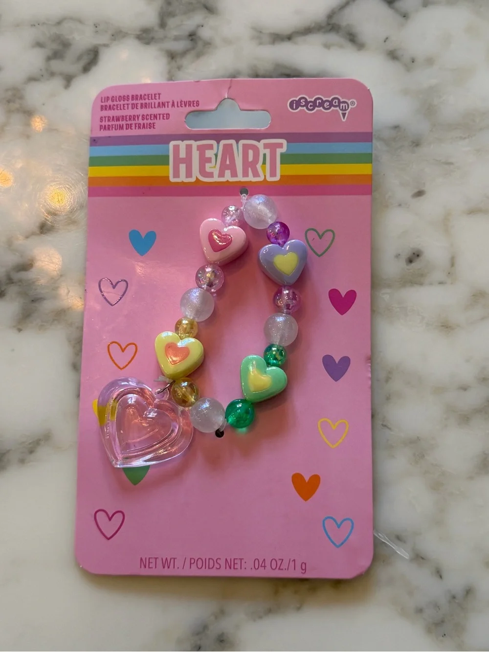 NWT iScream Heart Elastic Beaded Pastel Colors Bracelet NO LIP GLOSS